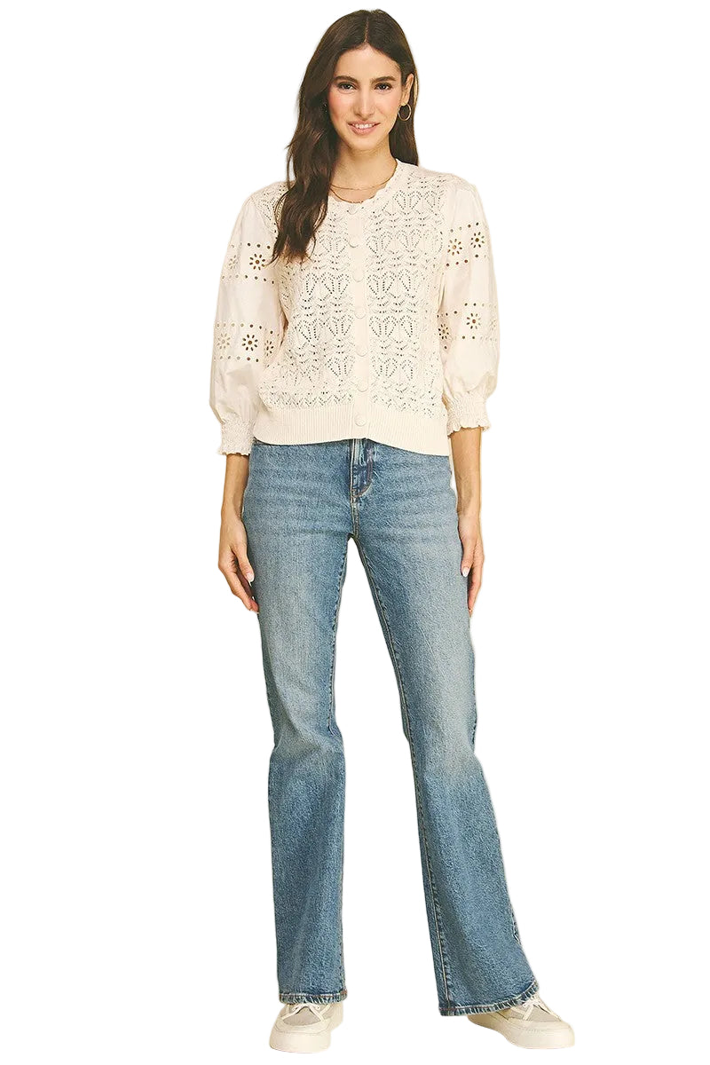 Cardigan Button Down Ivory Sweater