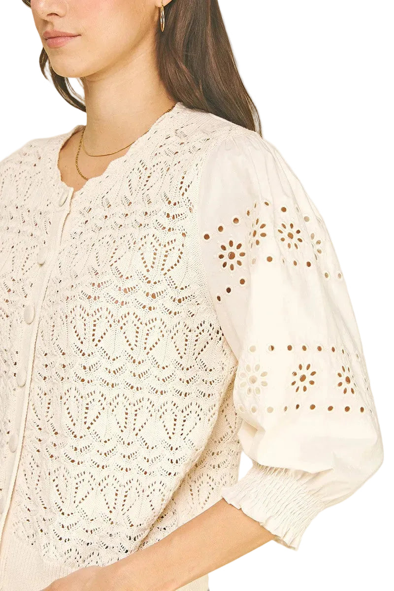 Cardigan Button Down Ivory Sweater