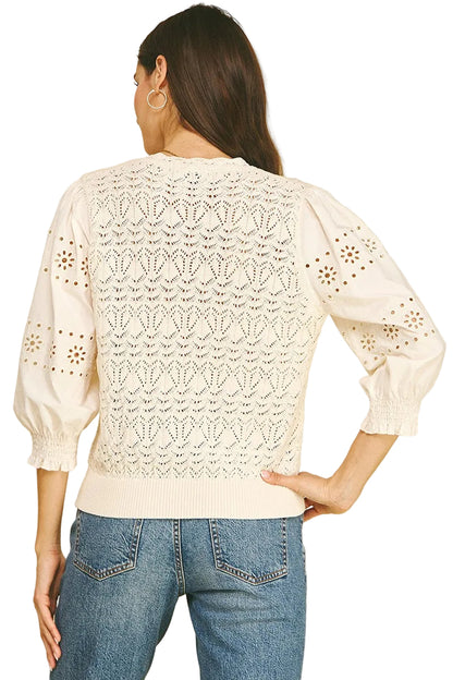 Cardigan Button Down Ivory Sweater