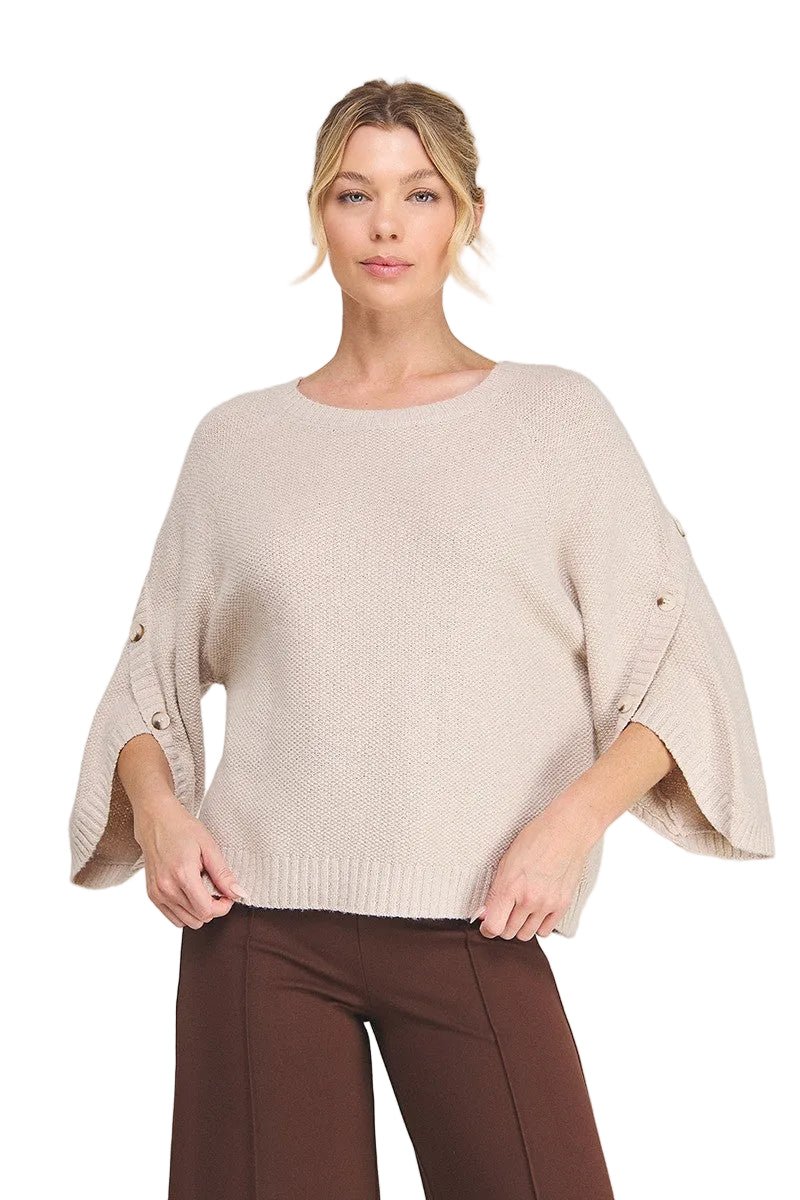 Nuetral Soft Sweater With Button Detail