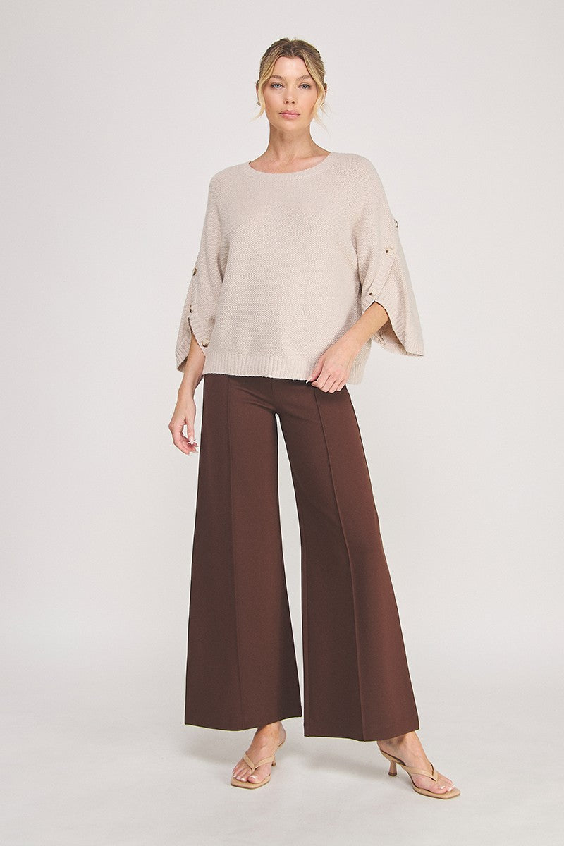Nuetral Soft Sweater With Button Detail
