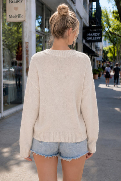 Ivory Lace Trim Tie Front Cardigan Sweater