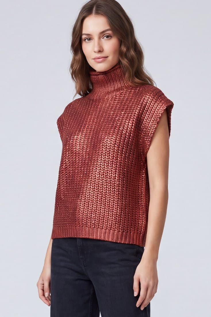 Luxurious Metallic Knit Holiday Top - 606River