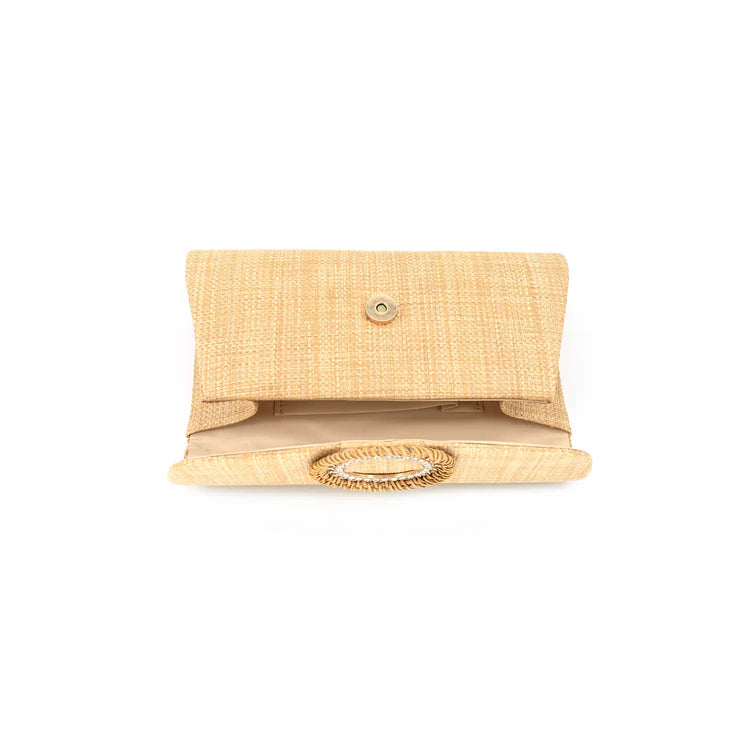 Natural Khaki Straw Summer Clutch Bag - 606River