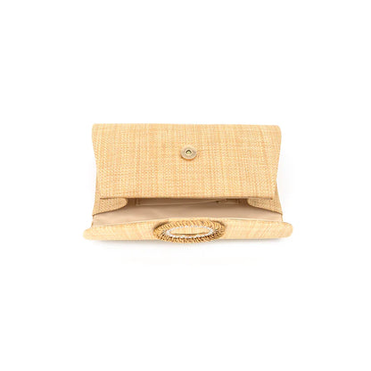 Natural Khaki Straw Summer Clutch Bag - 606River