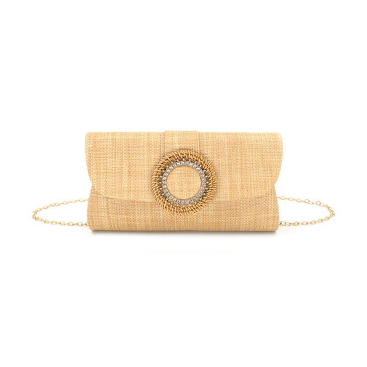 Natural Khaki Straw Summer Clutch Bag - 606River