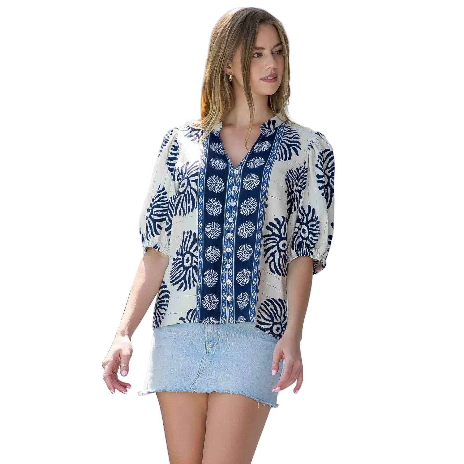 Navy Print Abstract Top - 606River