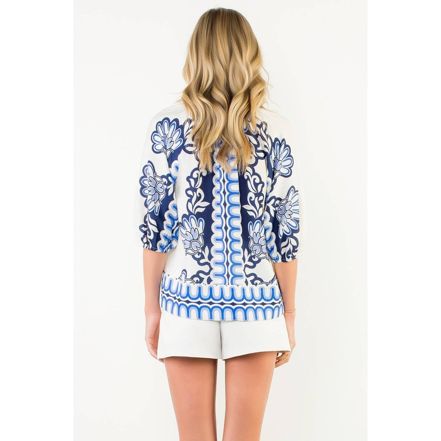 Flower Print Balloon Sleeve Top - 606River