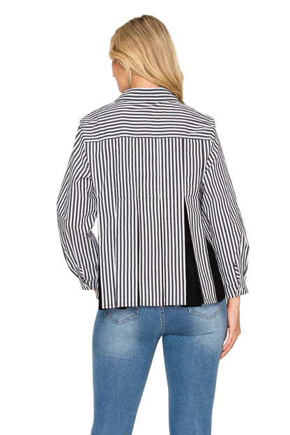 Black Stripe Oxford Button Up Top by Joh