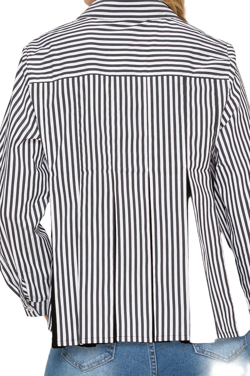 Black Stripe Oxford Button Up Top by Joh