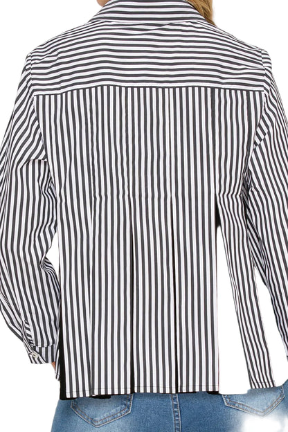 Black Stripe Oxford Button Up Top by Joh