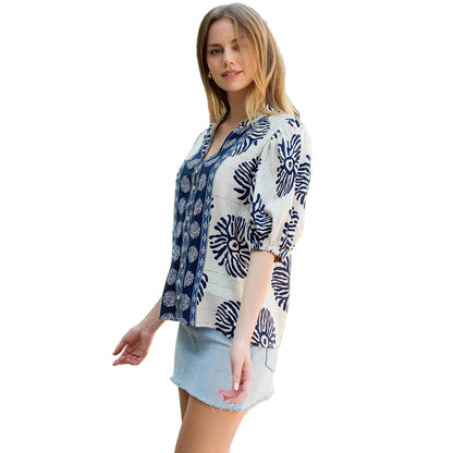 Navy Print Abstract Top - 606River