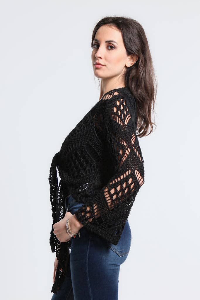 Kandra Open Knit Tie Front Bolero (CLS303) - 606River