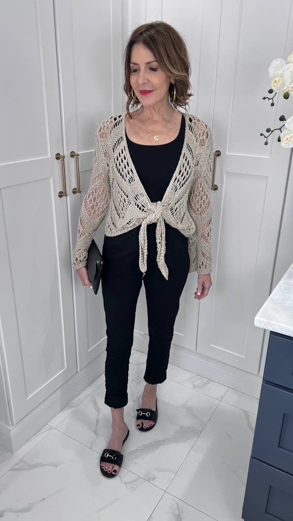 Kandra Open Knit Tie Front Bolero (CLS303) - 606River
