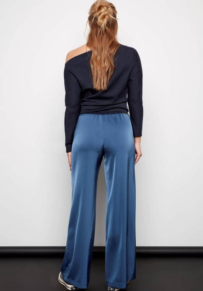 DIMITRA SOLID SATIN WIDE-LEG PANT