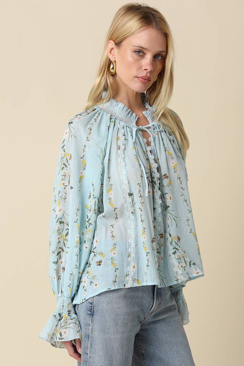 Lyla Floral Tie-Neck Blouse - 606River