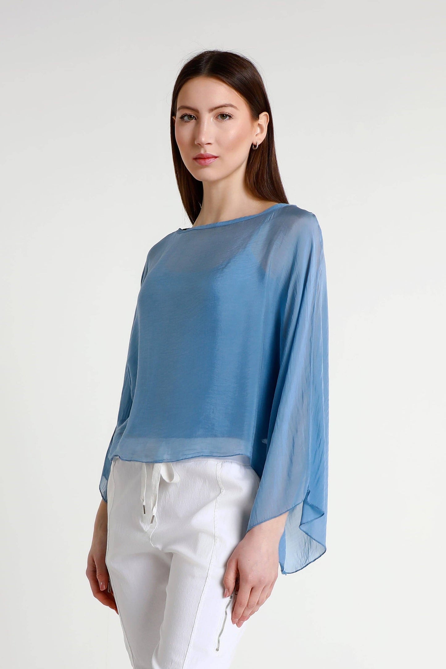 Sofita 3/4 Sleeve Cropped Silk Kaftan (BQ200) - 606River