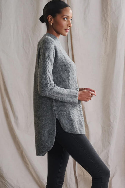 Soft Cable Knit Tunic Style Pullover Sweater