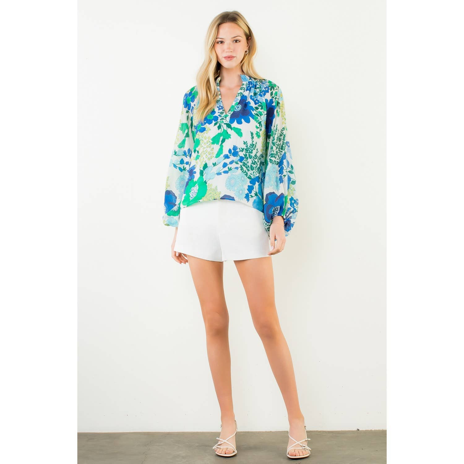Floral Print Long Sleeve Top - 606River