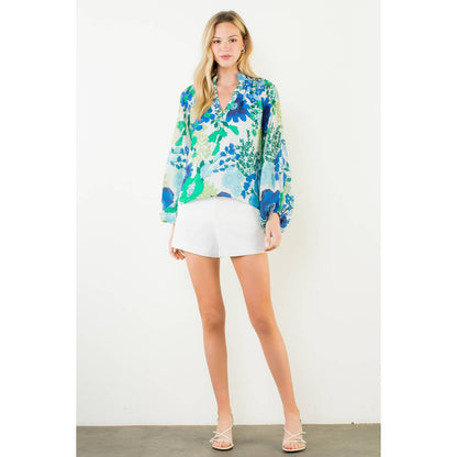 Floral Print Long Sleeve Top - 606River