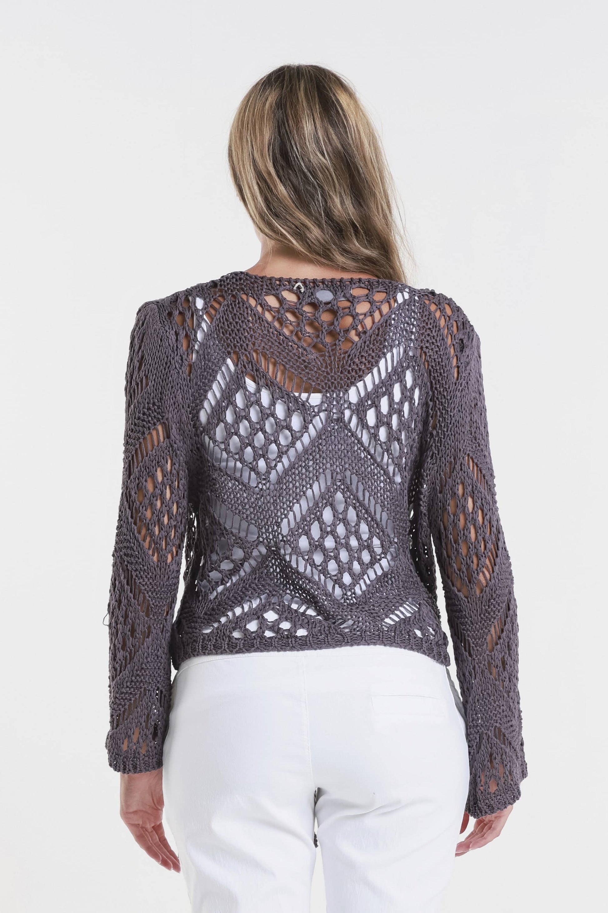 Kandra Open Knit Tie Front Bolero (CLS303) - 606River