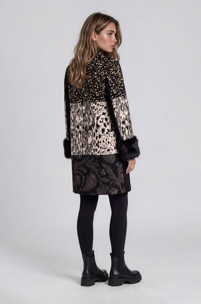 Mixed Media Faux Fur Trim Jacket