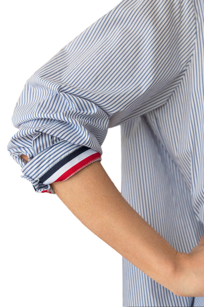 Jasmine Cotton Navy Pinstripe Top by Joh