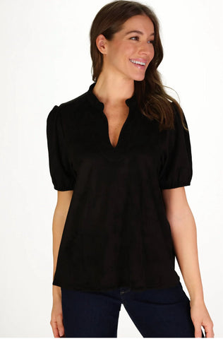 Brook Black Suede Top