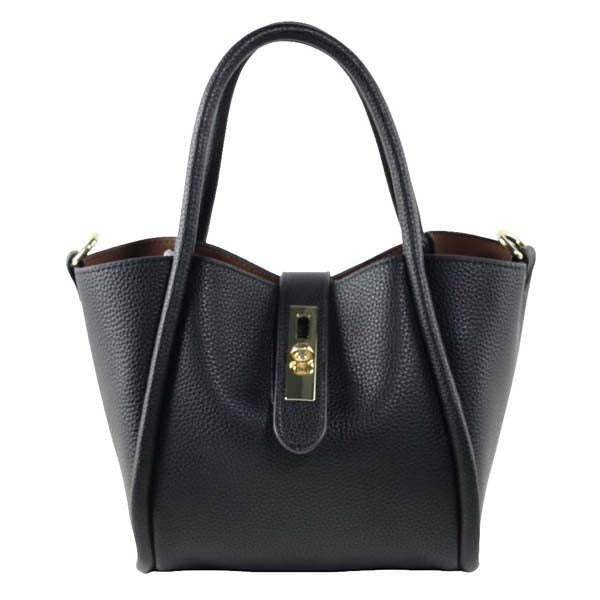 Black Compact Vegan Leather Bag