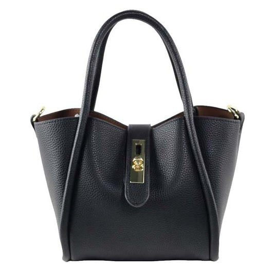 Black Compact Vegan Leather Bag