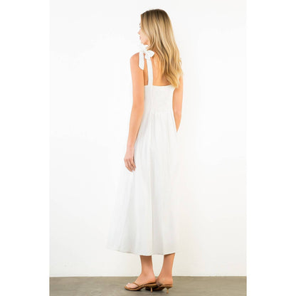 Tie Strap Square Neck Print Midi Dress - 606River