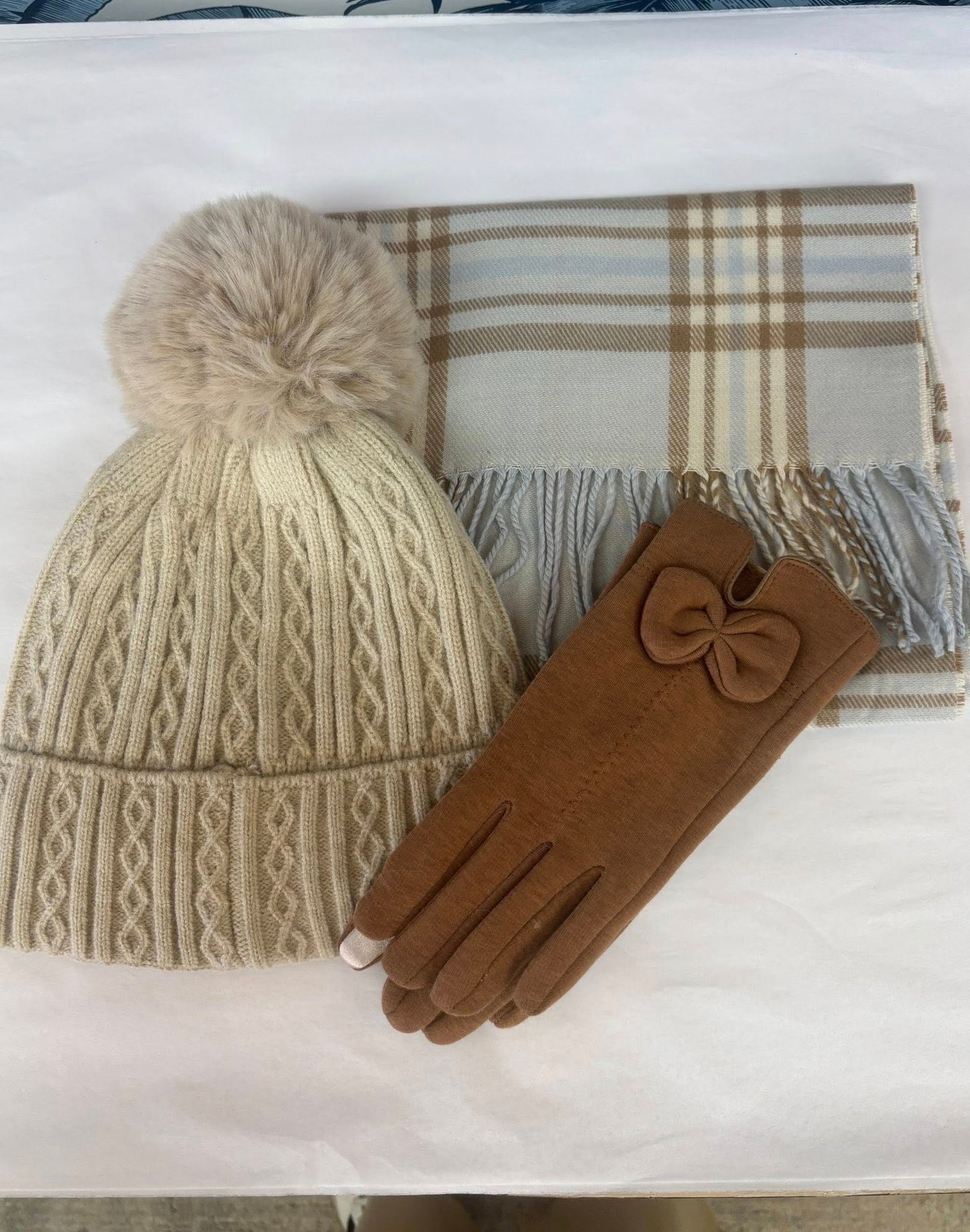 Hat Scarf Glove 3 piece Bundle Set