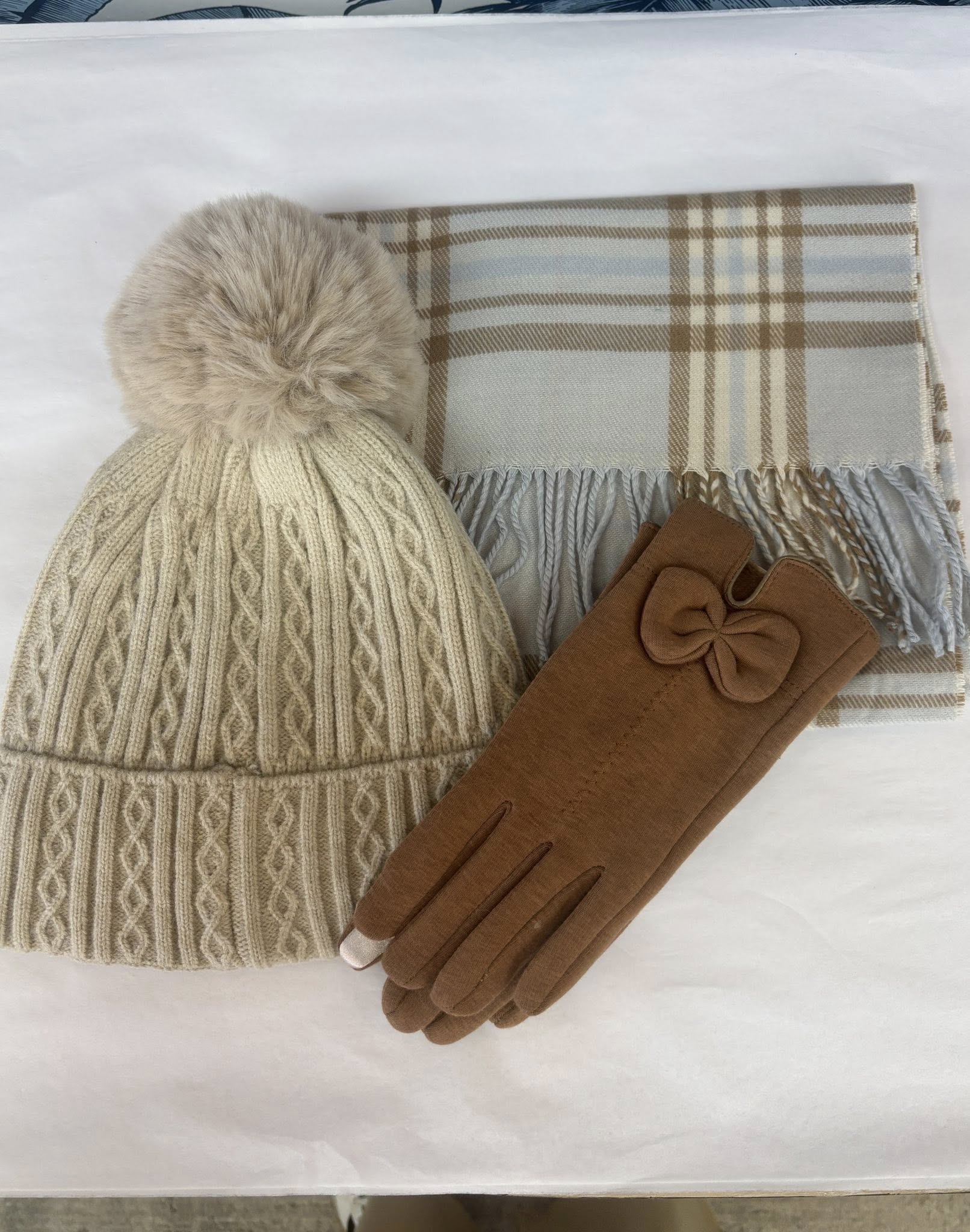 Hat Scarf Glove 3 piece Bundle Set