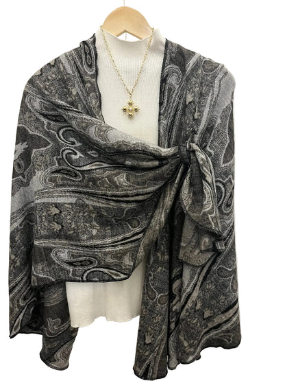 One Size Rapti Cashmere Feel Buckle Shawl Cape