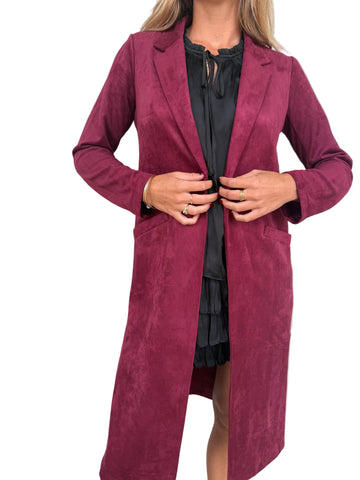 Skies Are Blue Burgundy Suede Duster
