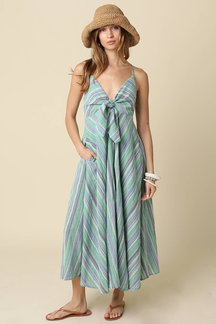Hester Stripe Front-Tie Maxi Dress - 606River
