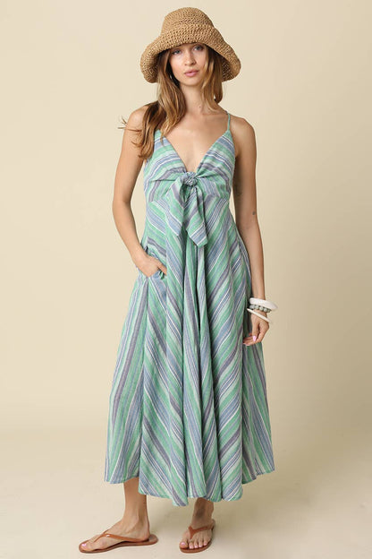 Hester Stripe Front-Tie Maxi Dress - 606River