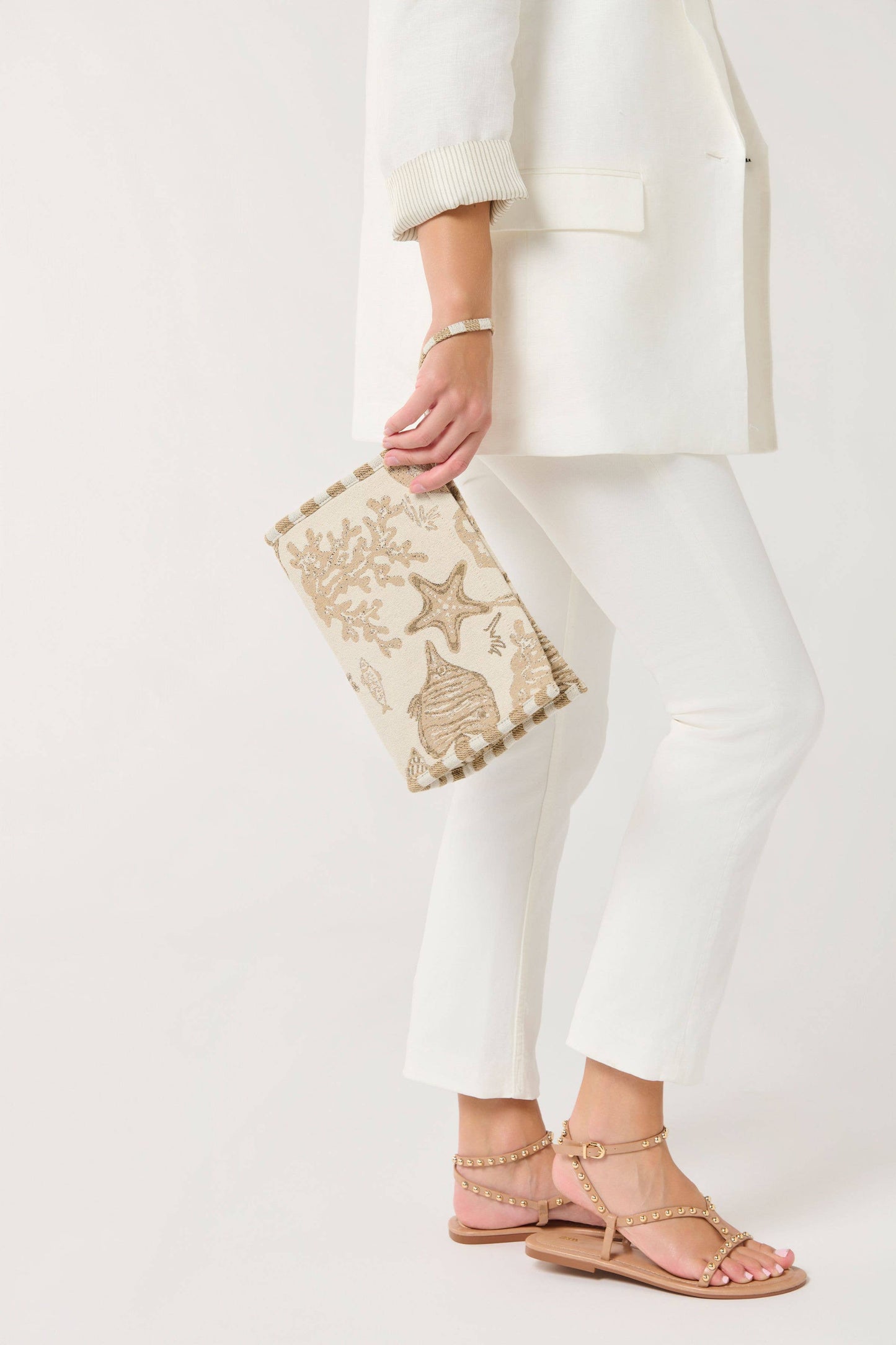 COASTAL JACQUARD WRISTLET POUCH,BEIGE - 606River