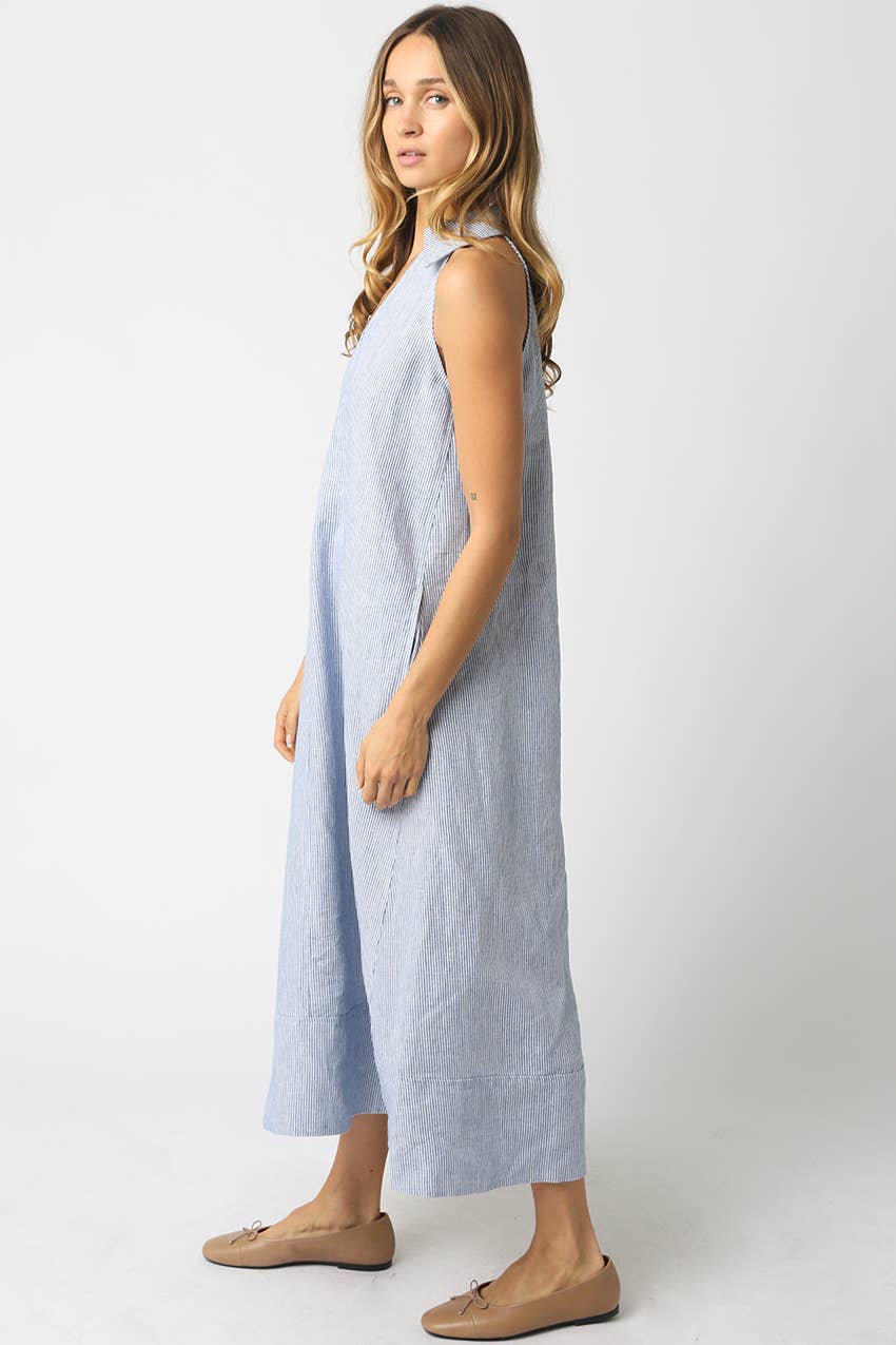 Mylee Sleeveless V-Neck Linen Dress - 606River