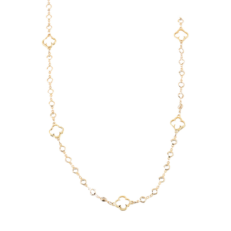 Crystal White Clover Leaf 36" Necklace - 606River