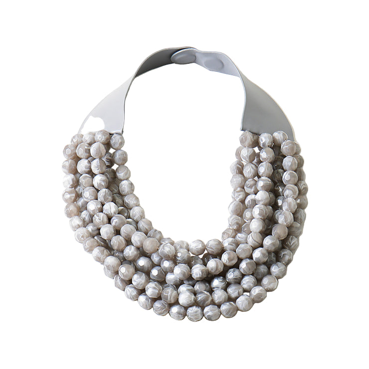 Grey Statment Multi Bead Necklace - 606River