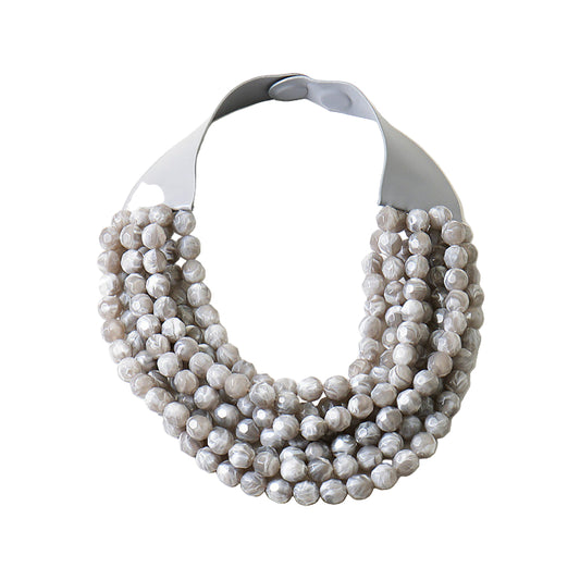 Grey Statment Multi Bead Necklace