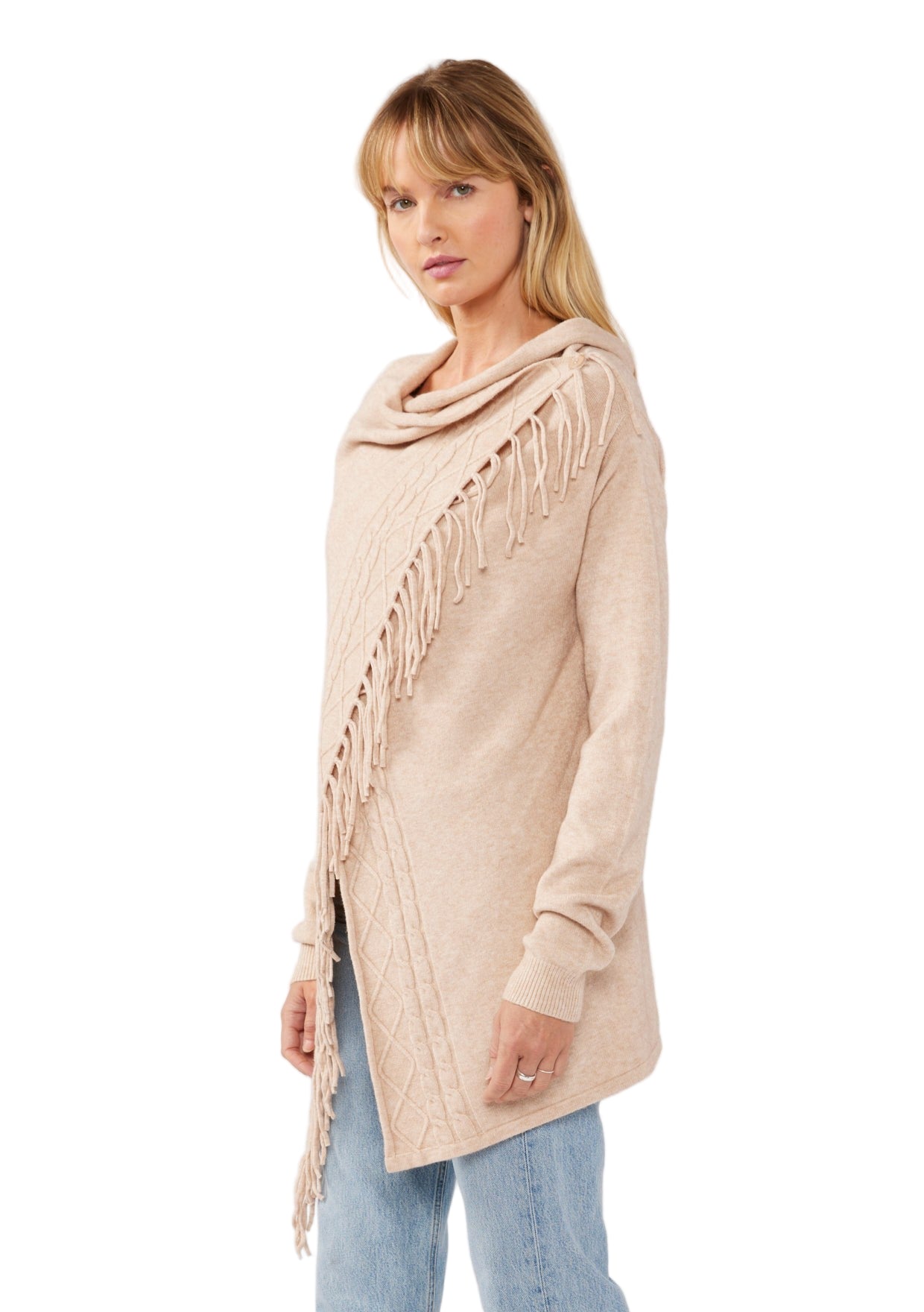 Fringe Cowl Neck Cardigan - 606River