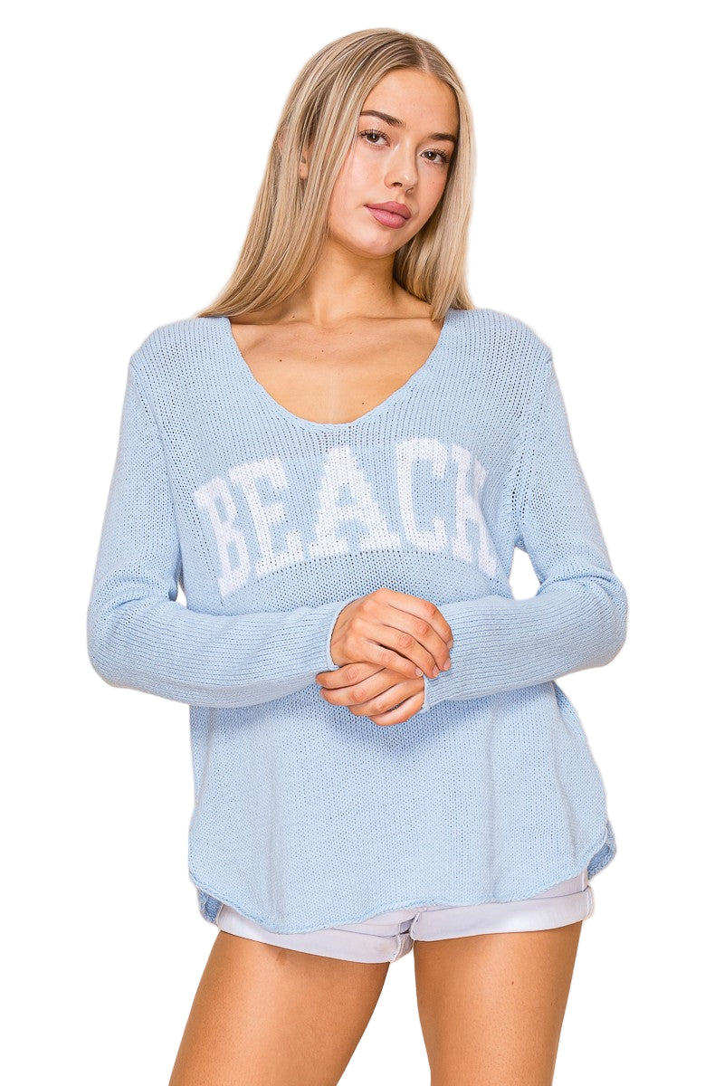 Light Weight Cotton V-Neck Beach Sweater - 606River