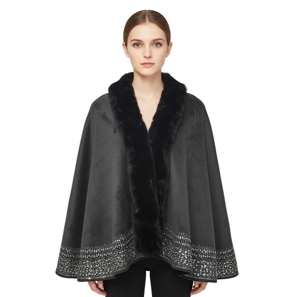 Faux Fur Ultra Suede Luxury Cape - 606River