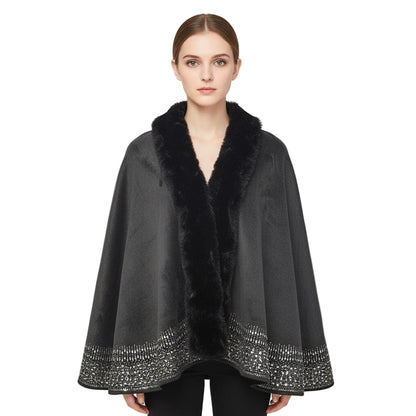 Faux Fur Ultra Suede Luxury Cape - 606River