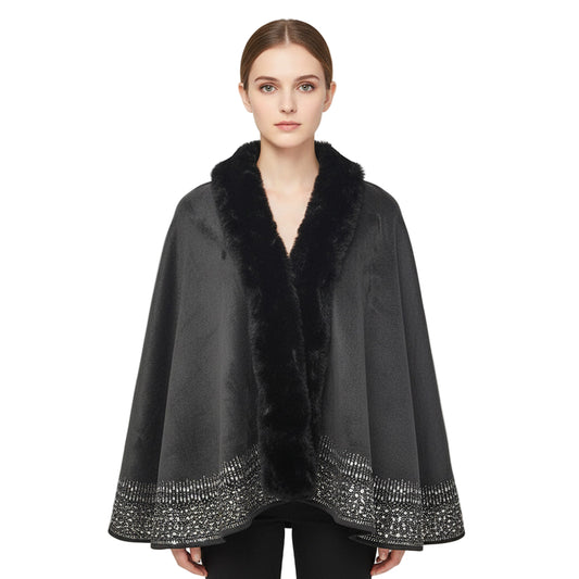 Faux Fur Ultra Suede Luxury Cape - 606River