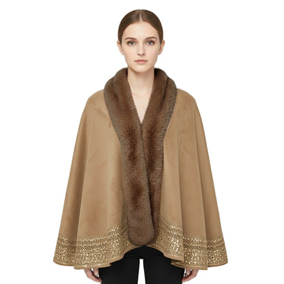 Faux Fur Ultra Suede Luxury Cape - 606River