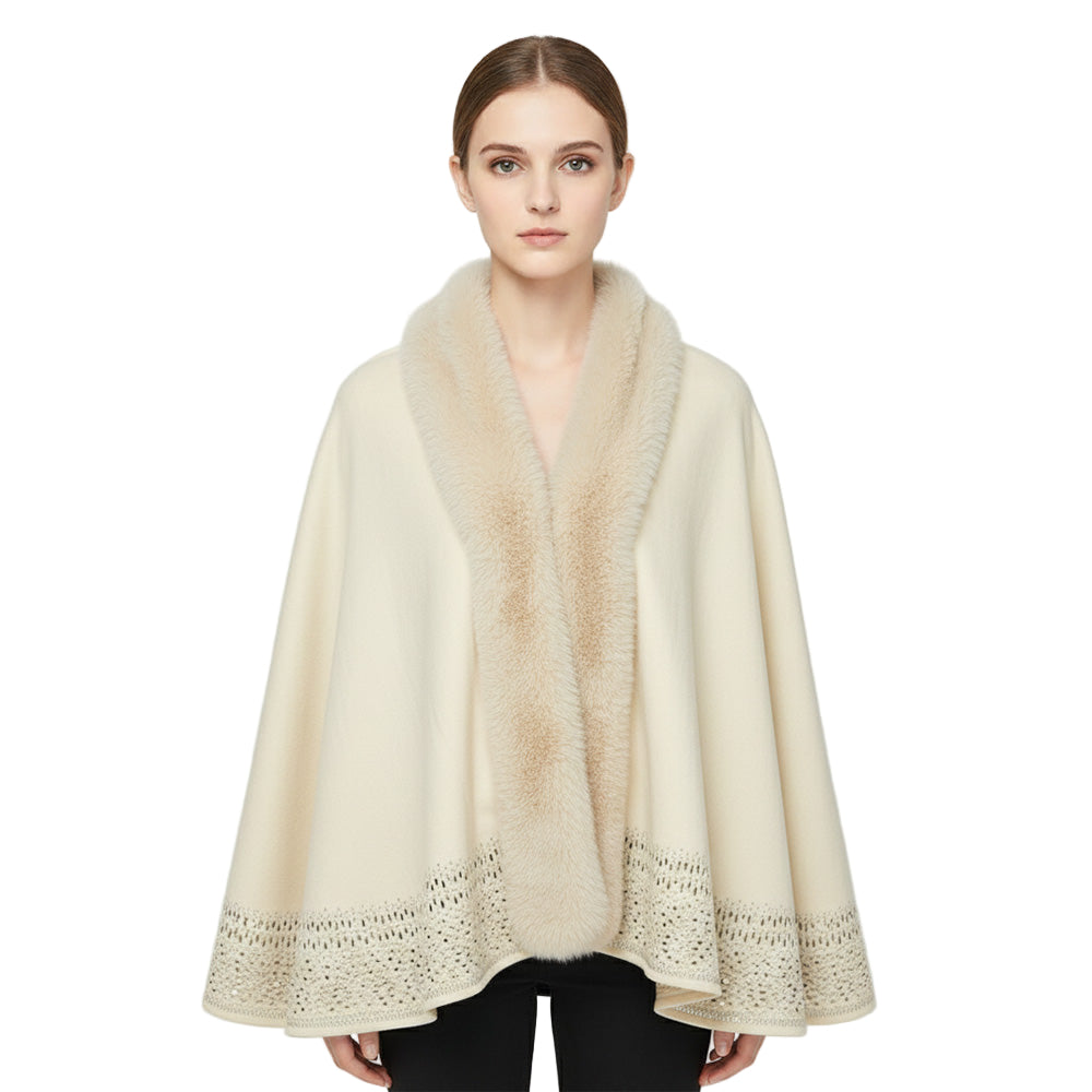 Faux Fur Ultra Suede Luxury Cape - 606River