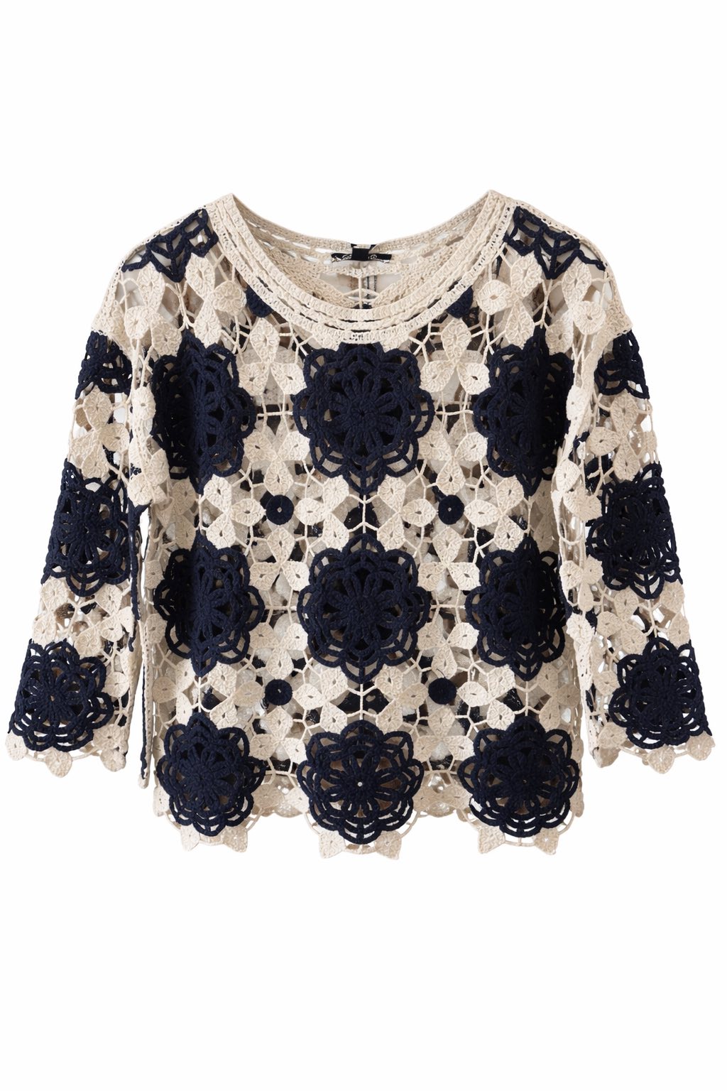 Charlie B Navy Natural Crochet Top - 606River